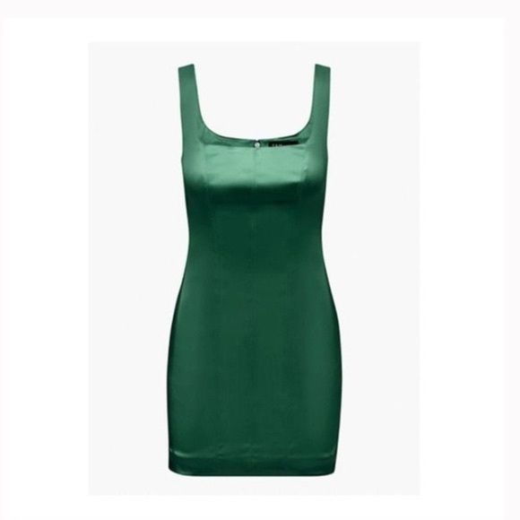 Aritzia Babaton Elegant Green Satin Mini Sleeveless Dress - Picture 1 of 8